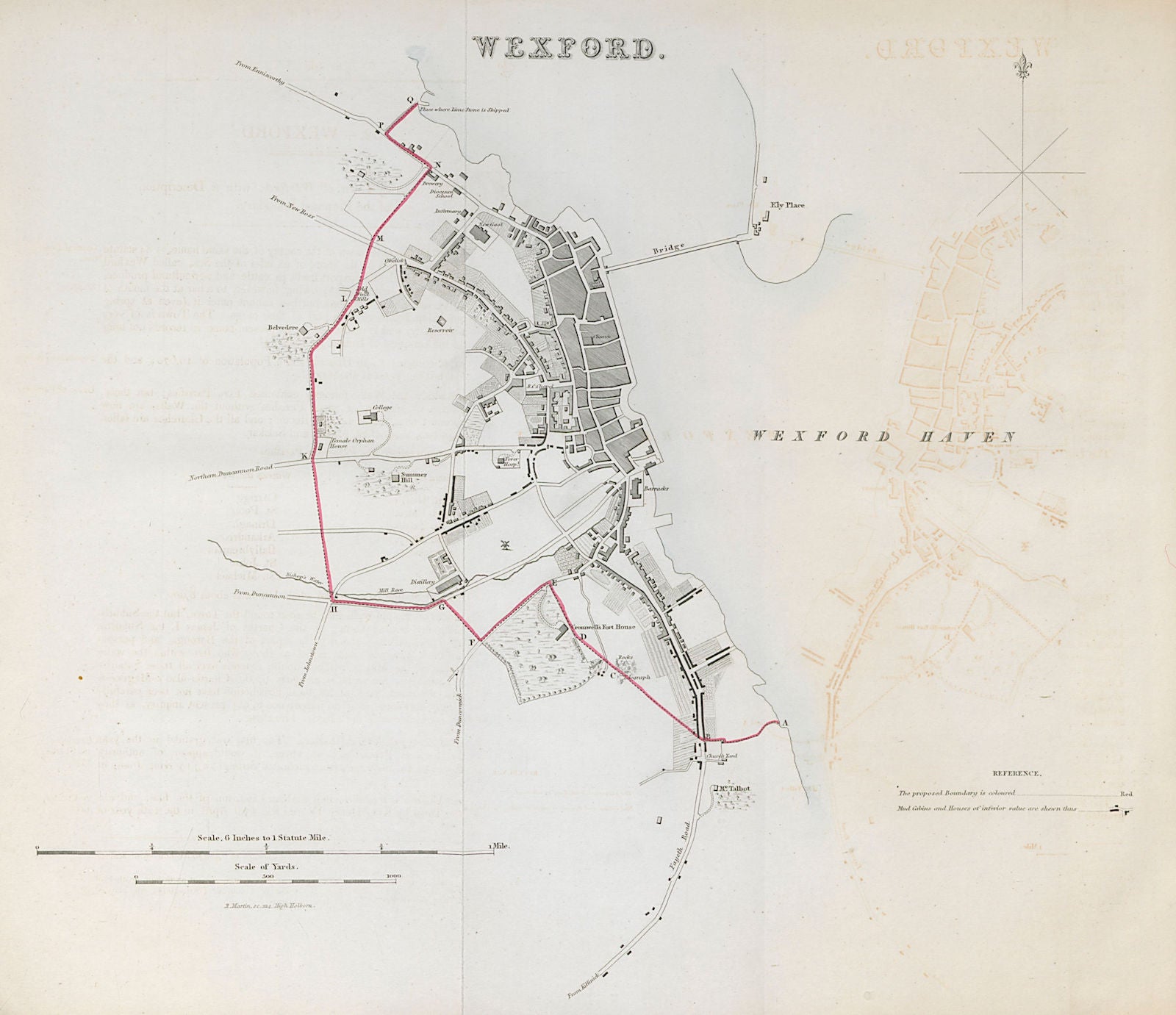 WEXFORD town/borough plan. REFORM ACT. Leinster 1832 old antique map chart